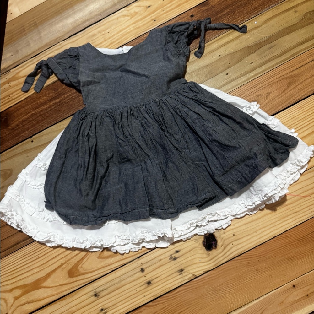 Well Dressed Wolf Charcoal and White Ruffle Layered Dress